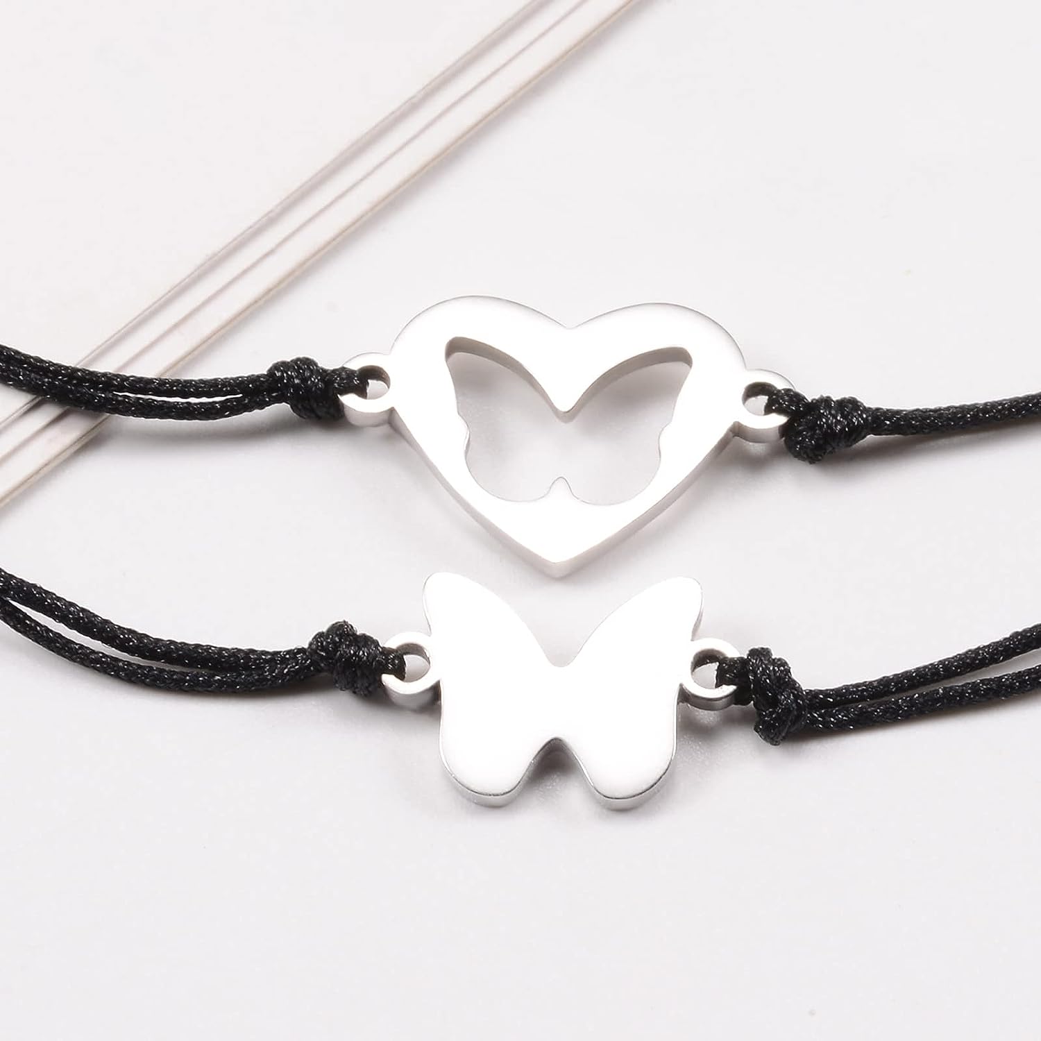 2 Pcs Butterfly Bracelet Set with Gift Card Adjustable Bracelets "You Are Loved"Back to School Gifts for Kids