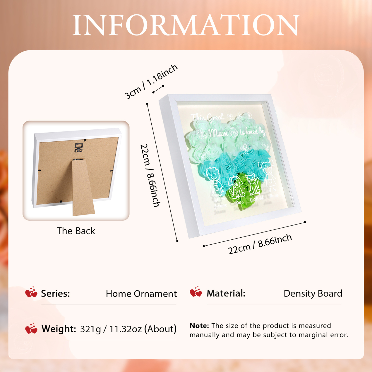 Personalised 3D Floral Shadow Box – Custom 4 Kids&Pets Names –This Great Mum Is Loved By- Gift for Mum, Nan & Loved Ones| Jessemade