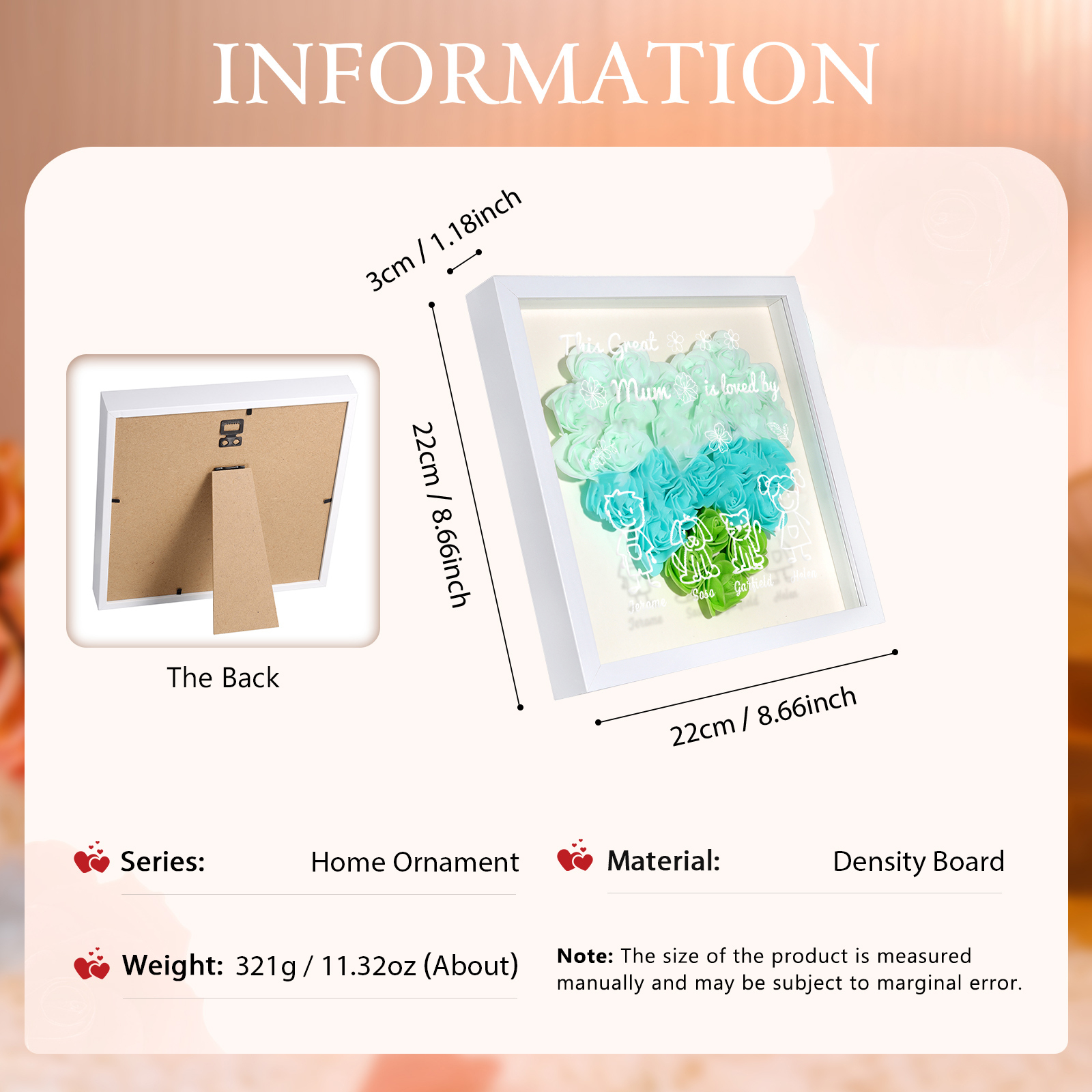 Personalised 3D Floral Shadow Box – Custom 4 Kids&Pets Names –This Great Mum Is Loved By- Gift for Mum, Nan & Loved Ones| Jessemade