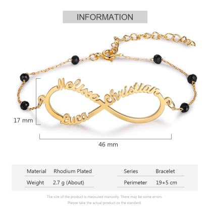 Personalised Infinity Bracelet Custom 3 Names Bracelet Gift For Women | Jessemade