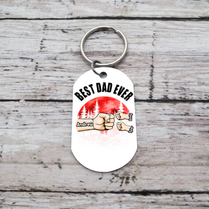 3 Names - Personalised Custom Fist Bump Keyring Mangrove Style Keyring Gift for Dad