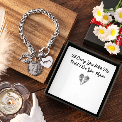 Angel Wing Memorial Bracelet Custom Photo & Name Bracelet Personalised Gifts | Jessemade