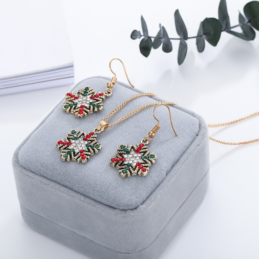 Family Christmas Gift Snowflake Earring & Necklace Set