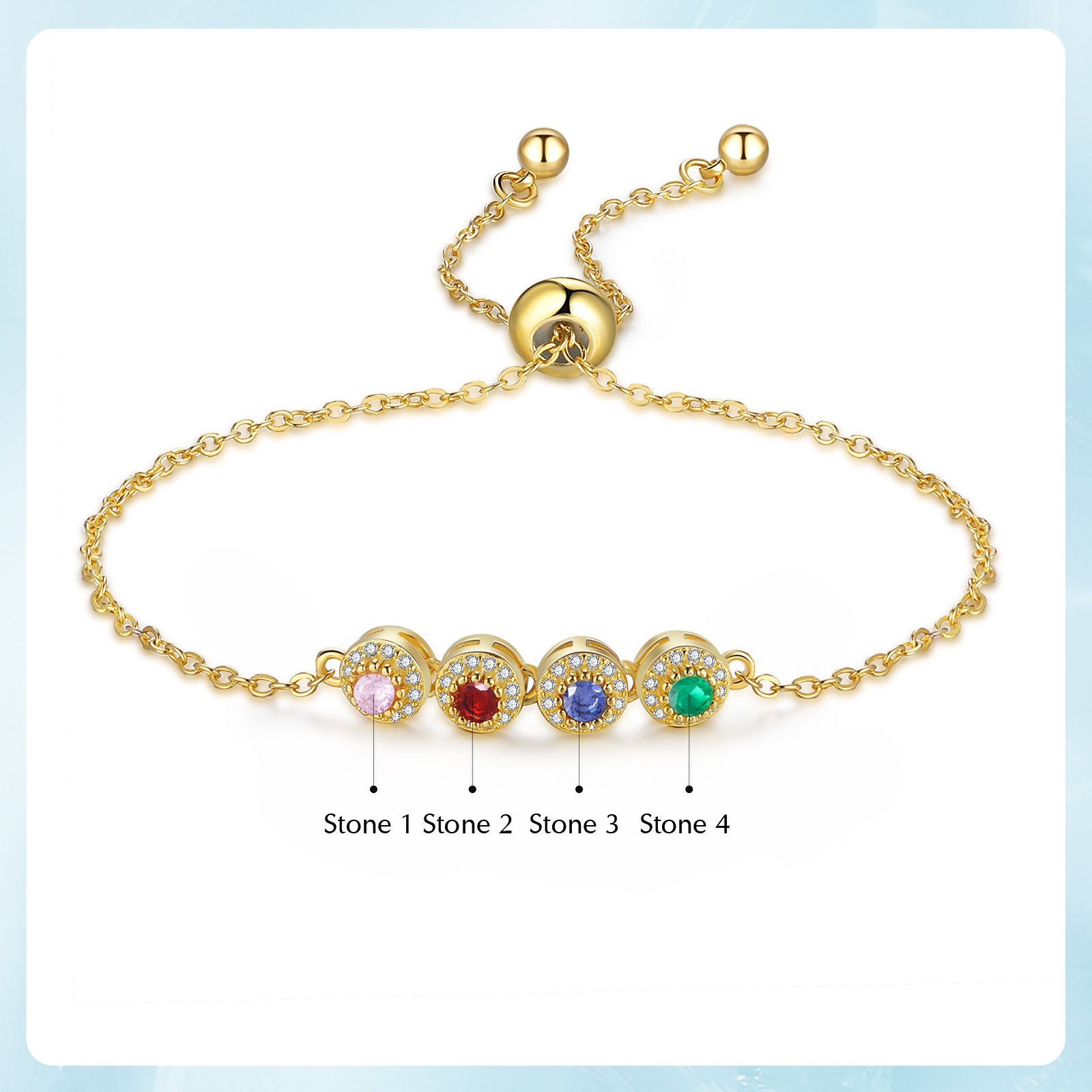 4 Birthstones - Personalised Birthstone Beautiful Bracelet Gift for Her