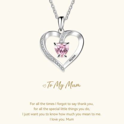 Personalised Name Heart Necklace with Birthstone Gift for Her