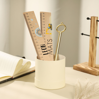 Cute Animal Personalised School Wooden Ruler With Engraved Children's Name - Back to School Suppler Gift for Kids