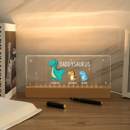 3 Names - Personalised Cute Dinosaur Pattern Beautiful Table Lamp Father's Day Gift for Dad