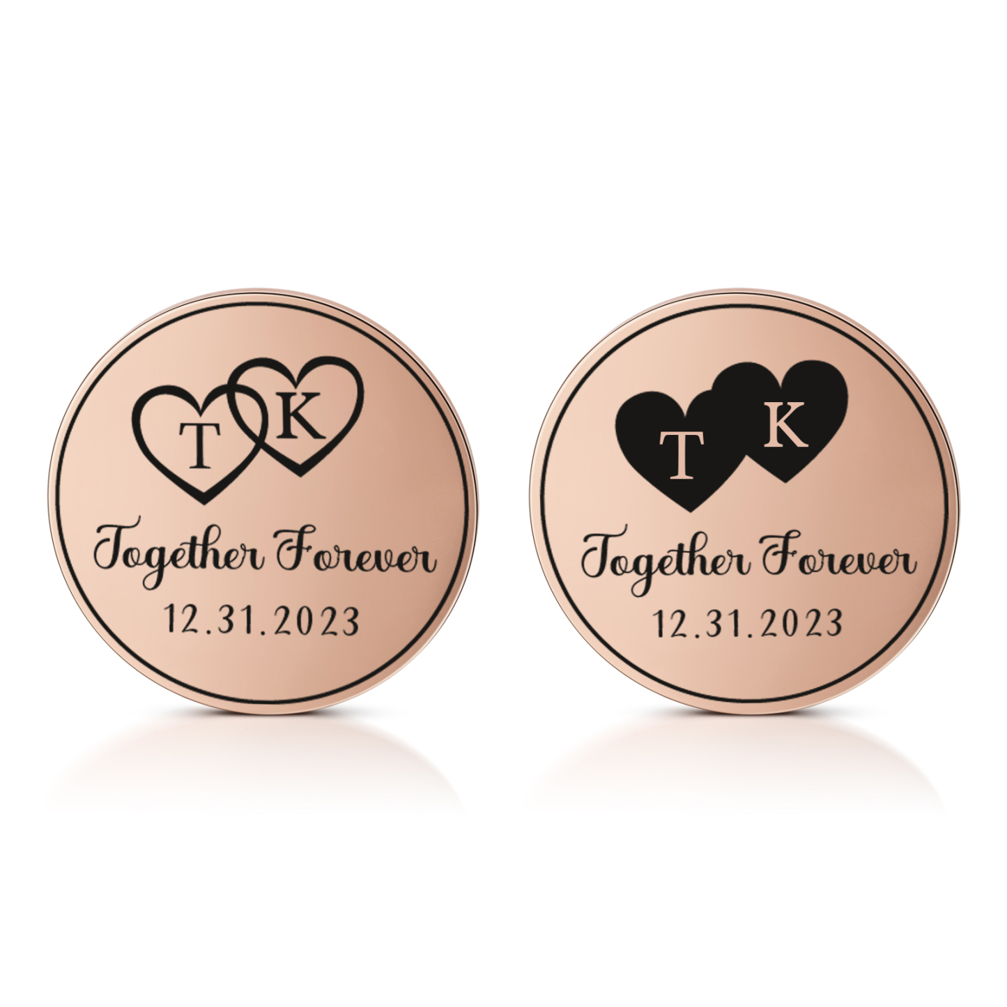 2 PCS Personalized Letter Stainless Steel Couple Coin Custom Anniversary Special Gift