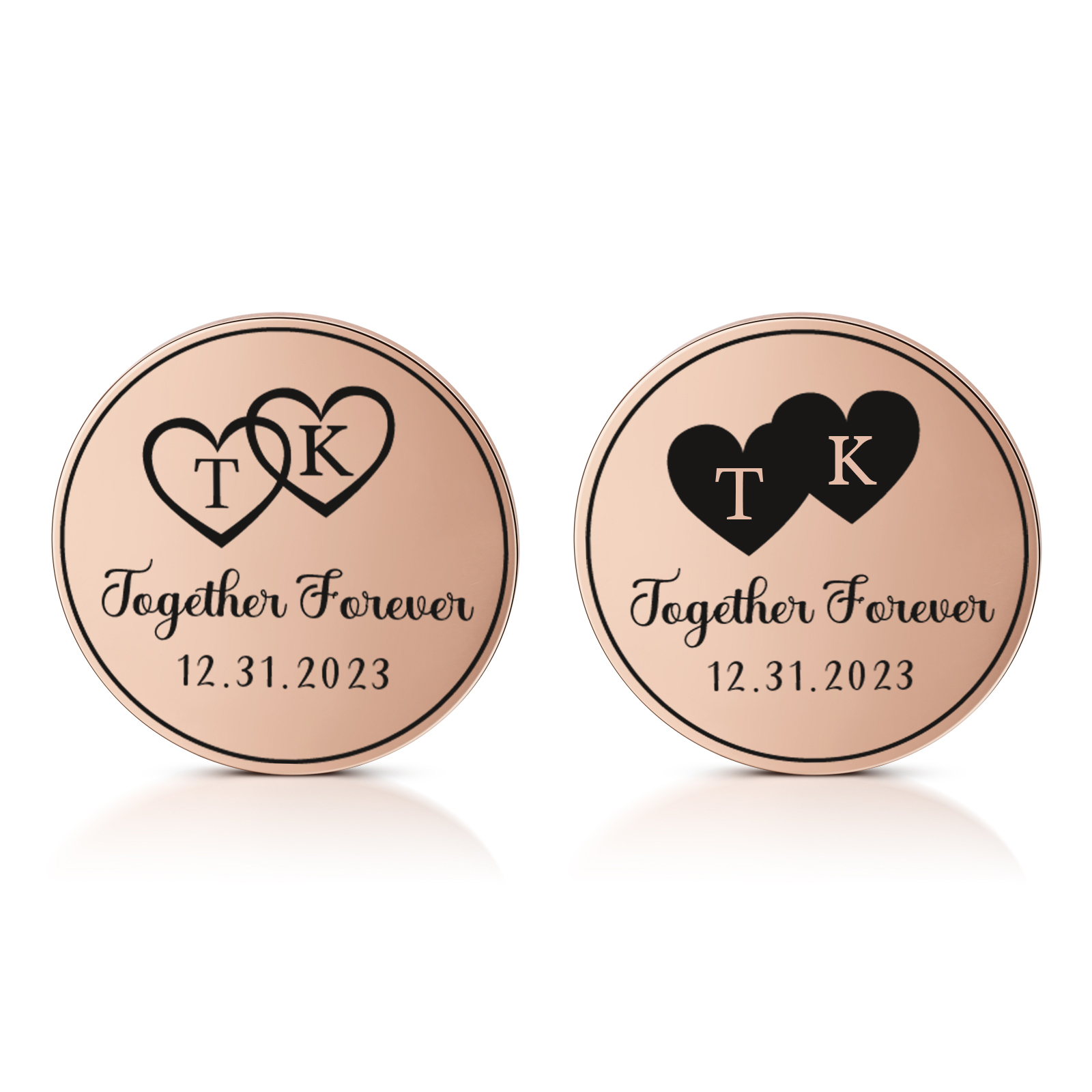 2 PCS Personalized Letter Stainless Steel Couple Coin Custom Anniversary Special Gift