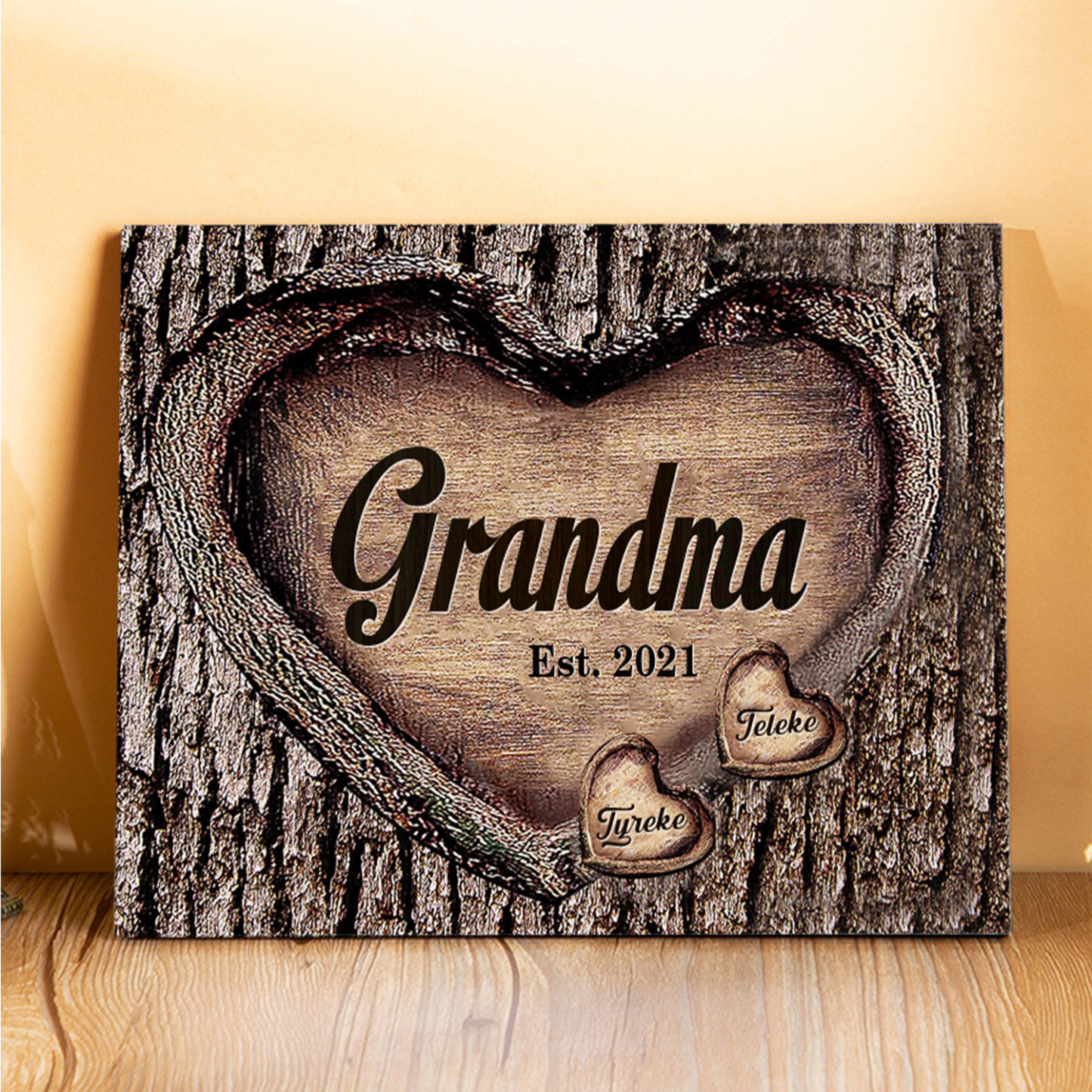 2 Names-Nan/Nana/Nanny/Grandma/Mam/Mum Personalised Name Wooden Ornament Custom Text And Date Home Decoration for Family