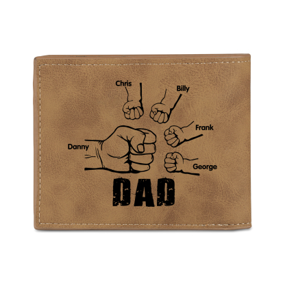 5 Names - Personalised Photo Custom Leather Men's Wallet as a Father's Day Gift for Dad