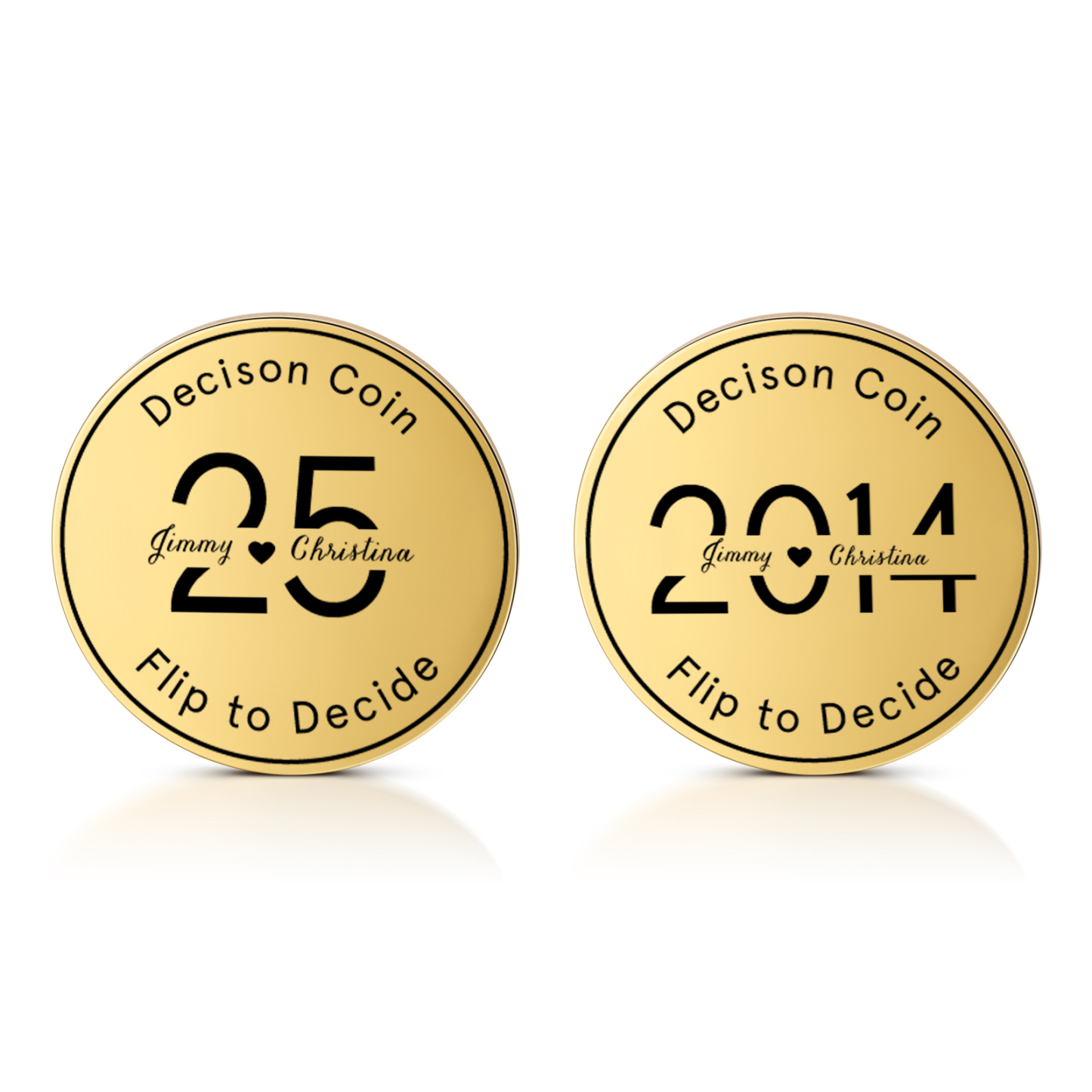 2 PCS Personalized Name Stainless Steel Anniversary Coin Custom Text And Year Special Gift