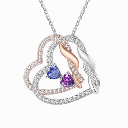 Birthstone Heart Necklace Custom 2 to 4 names Gift for Mum | Jessemade