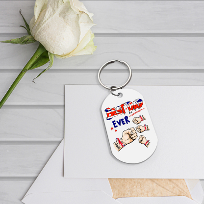 4 Names - Personalised Fist Bump Pattern Keyring Custom Name Gift for Dad