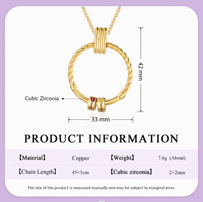 2 Names - Personalised Round Pendant Necklace Customized Name Gift for Her