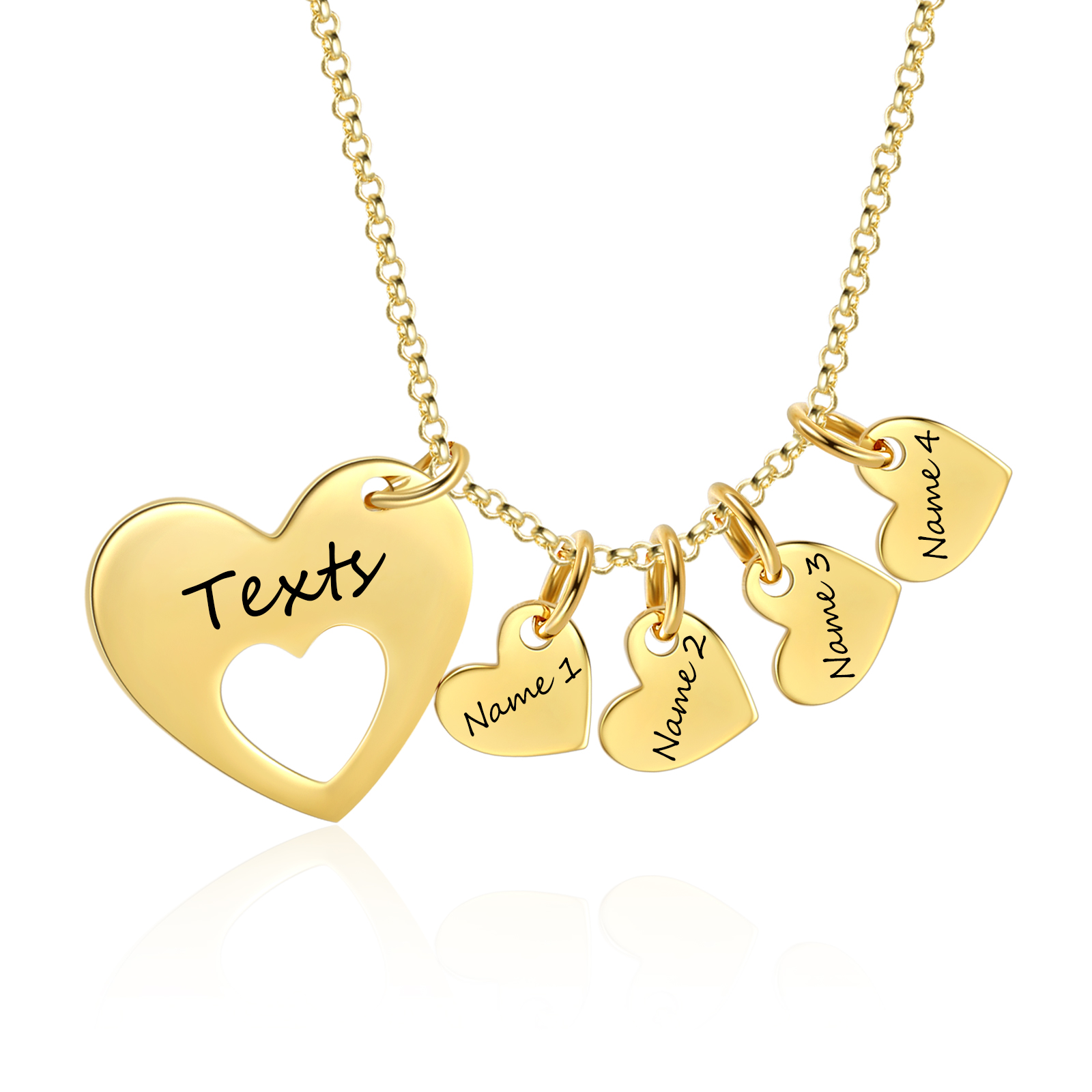 4 Names - Personalised Love Pendant Necklace with Gift Box Customized Name Gift for Her