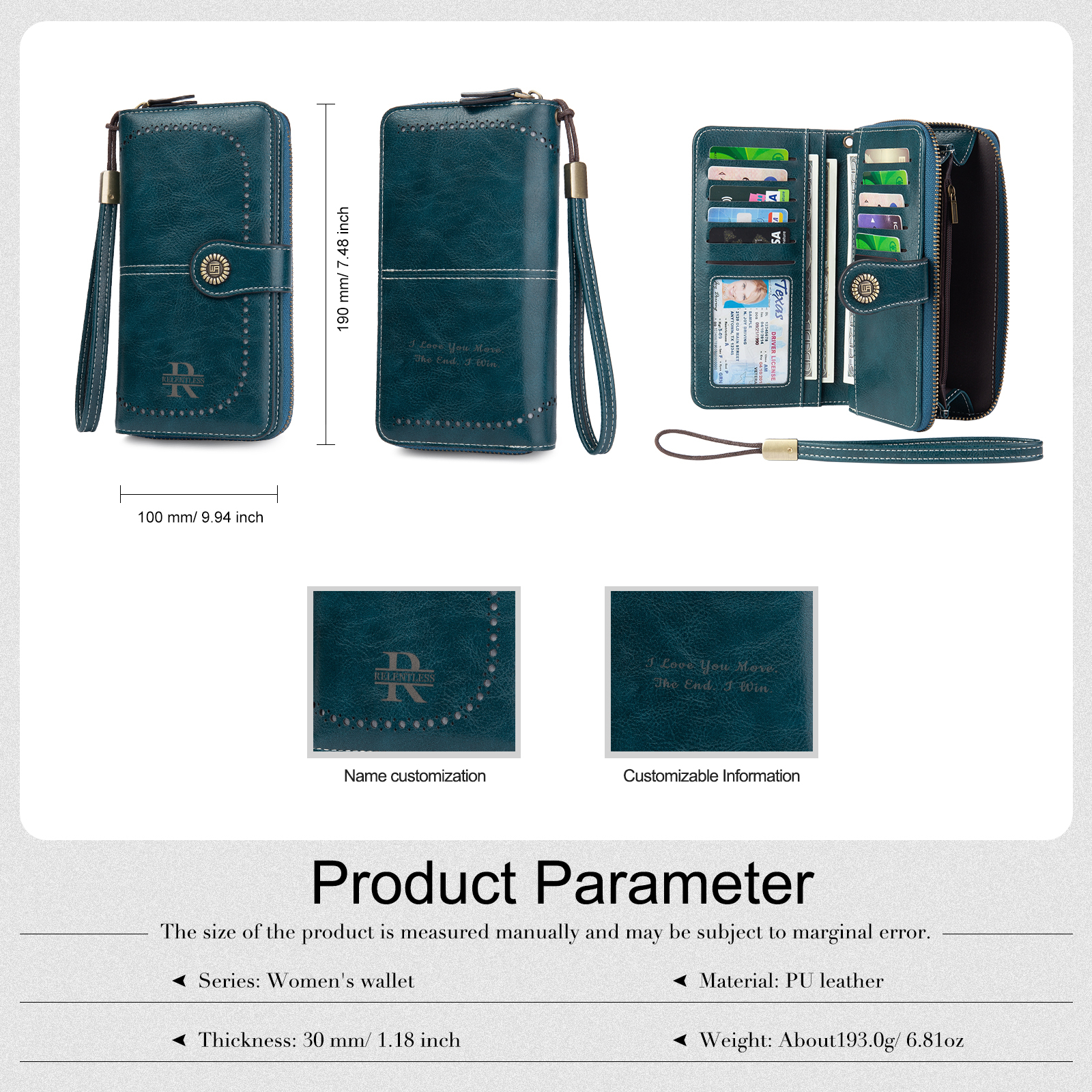 Custom Purse-4 Colors Unisex Purse Personalised Leather Wallet Engraving Names Zip Wallet Gifts for Men Women