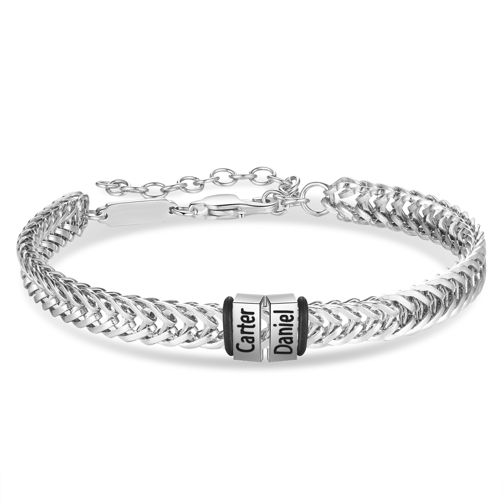 3 Names - Personalised Name Stainless Steel Men's Bracelet Great Gift for Him
