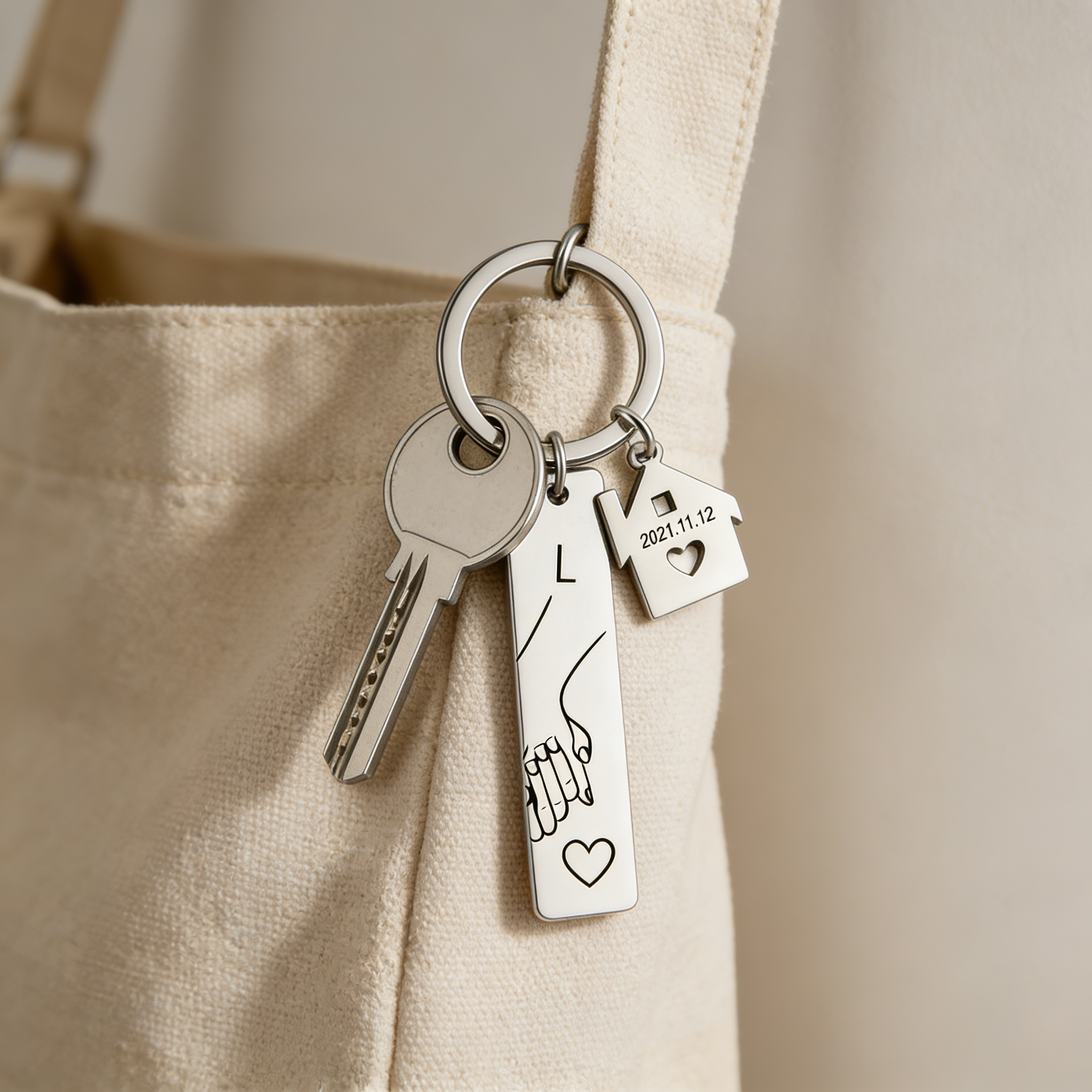 Holding Hands Couple Keyring Set Personalised Date Initial Matching Couple Gifts