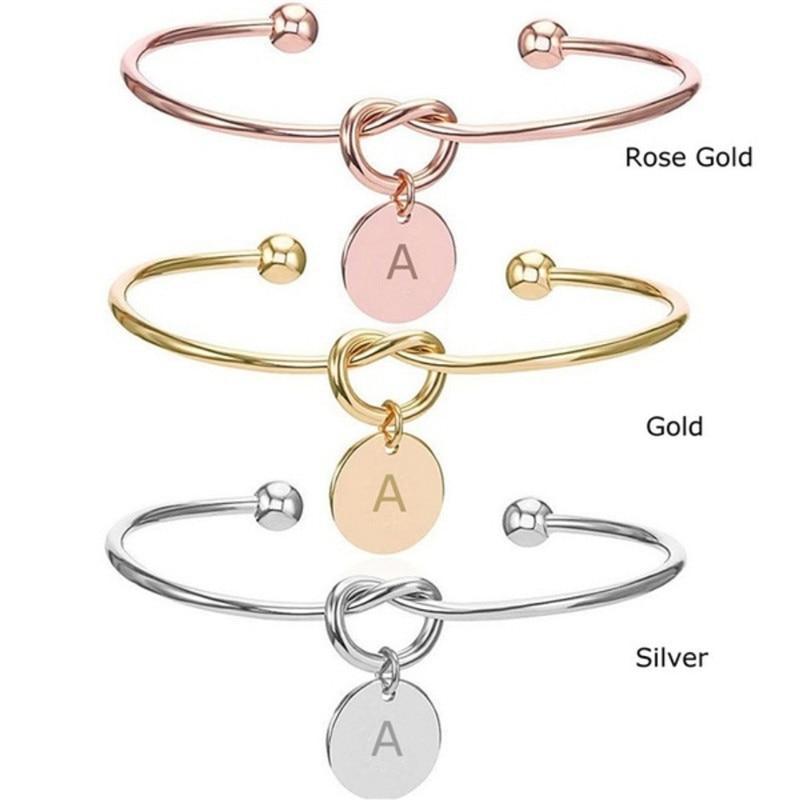 26 Letter Round Pendant Personalized Bracelet