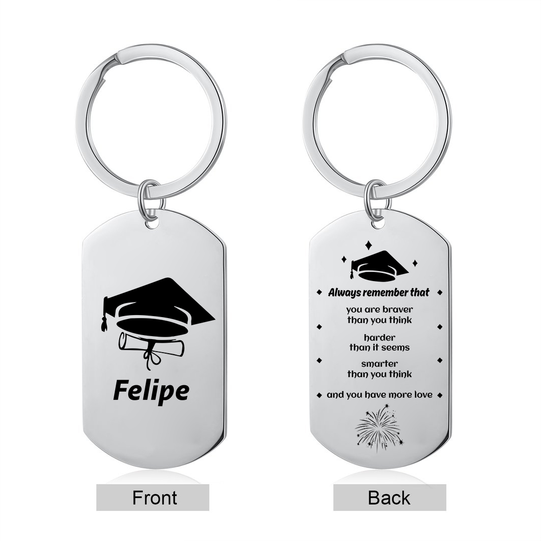 Personalised Name Military Keyring With Inspirational Text Graduation Gift For Her/Him