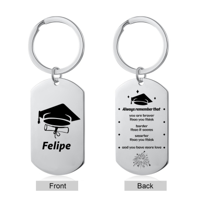 Personalised Name Military Keyring With Inspirational Text Graduation Gift For Her/Him