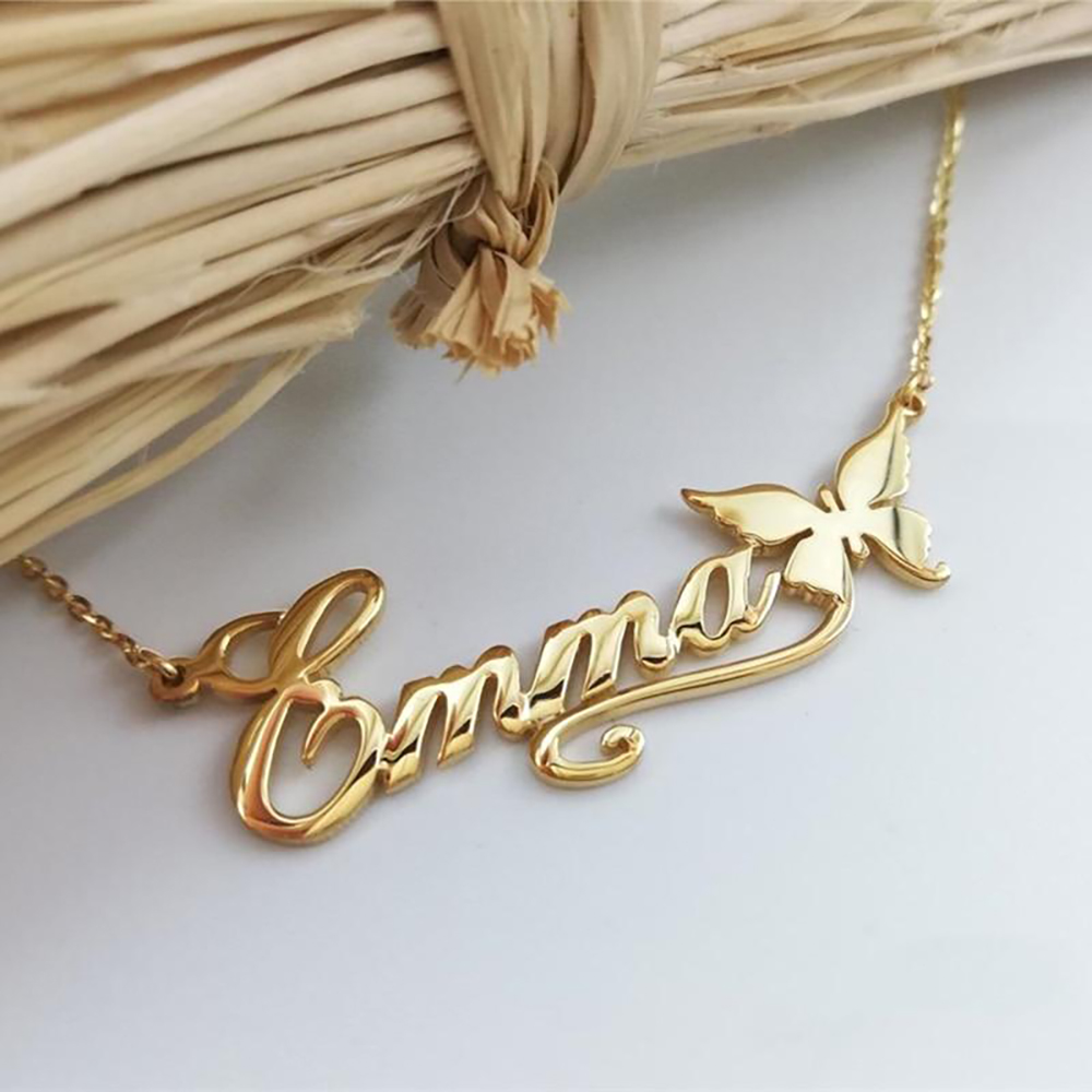 Personalised Butterfly Necklace Custom 1 Name Necklace Gift For Women