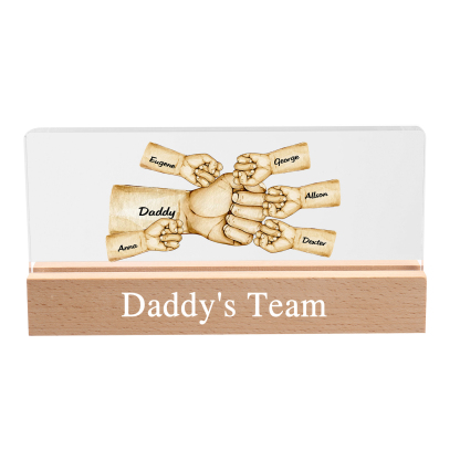 6 Names - Personalised Fist Bump Pattern Table Lamp Customized Text Father's Day Gift for Dad