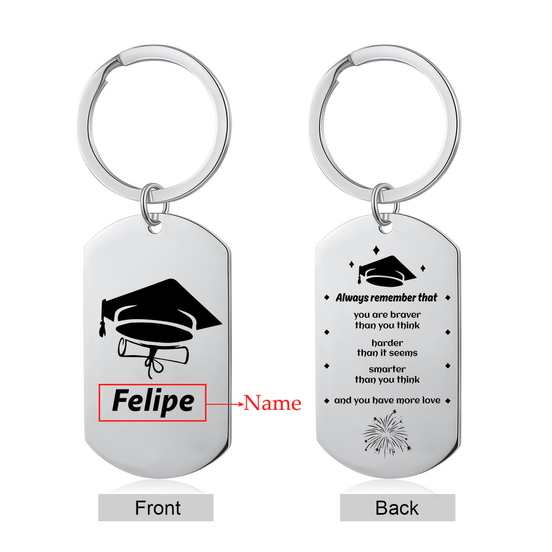 Personalised Name Military Keyring With Inspirational Text Graduation Gift For Her/Him