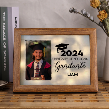 2024 Graduation Gift - Personalised Name and Photo Wood Frame Night Light LED Night Light Gift for Her/Him