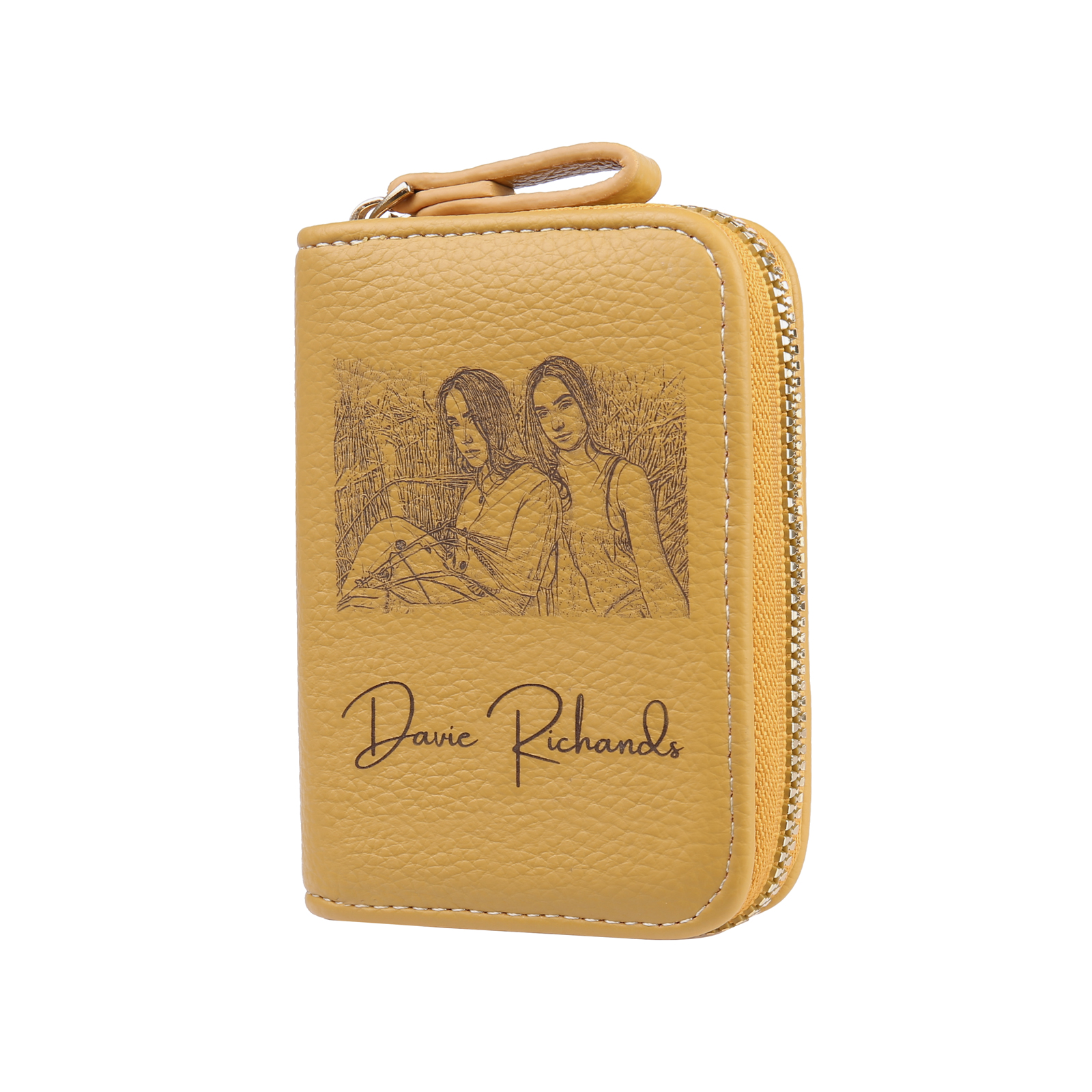 Custom Purse-Personalised Photo Quality Leather Zipper Wallet Custom Text Wallet Gift for Her