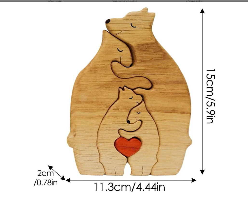 Personalised Wooden Bears Family Puzzle Custom 5 Names Gifts for Family