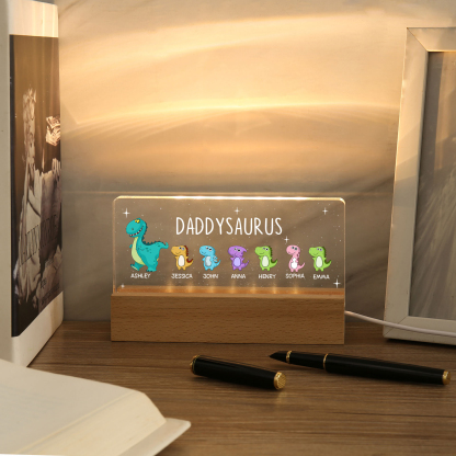 7 Names - Personalised Cute Dinosaur Pattern Beautiful Table Lamp Father's Day Gift for Dad