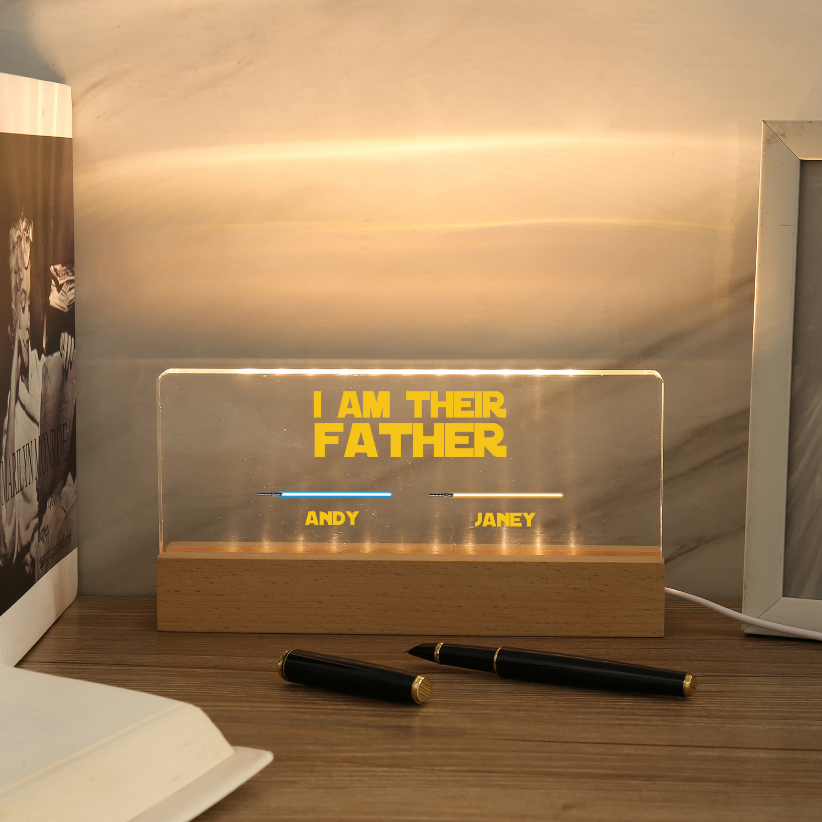 2 Names-Personalised Star Wars Logo Table Lamp-I am their dad-Father's Day Gift For Dad