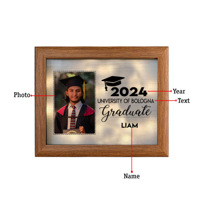 2024 Graduation Gift - Personalised Name and Photo Wood Frame Night Light LED Night Light Gift for Her/Him
