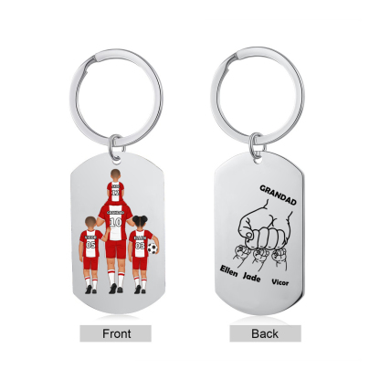1-3 Names-Personalised Dad's Football Team Fist Keychain Custom Names Gift For Dad/Grandad