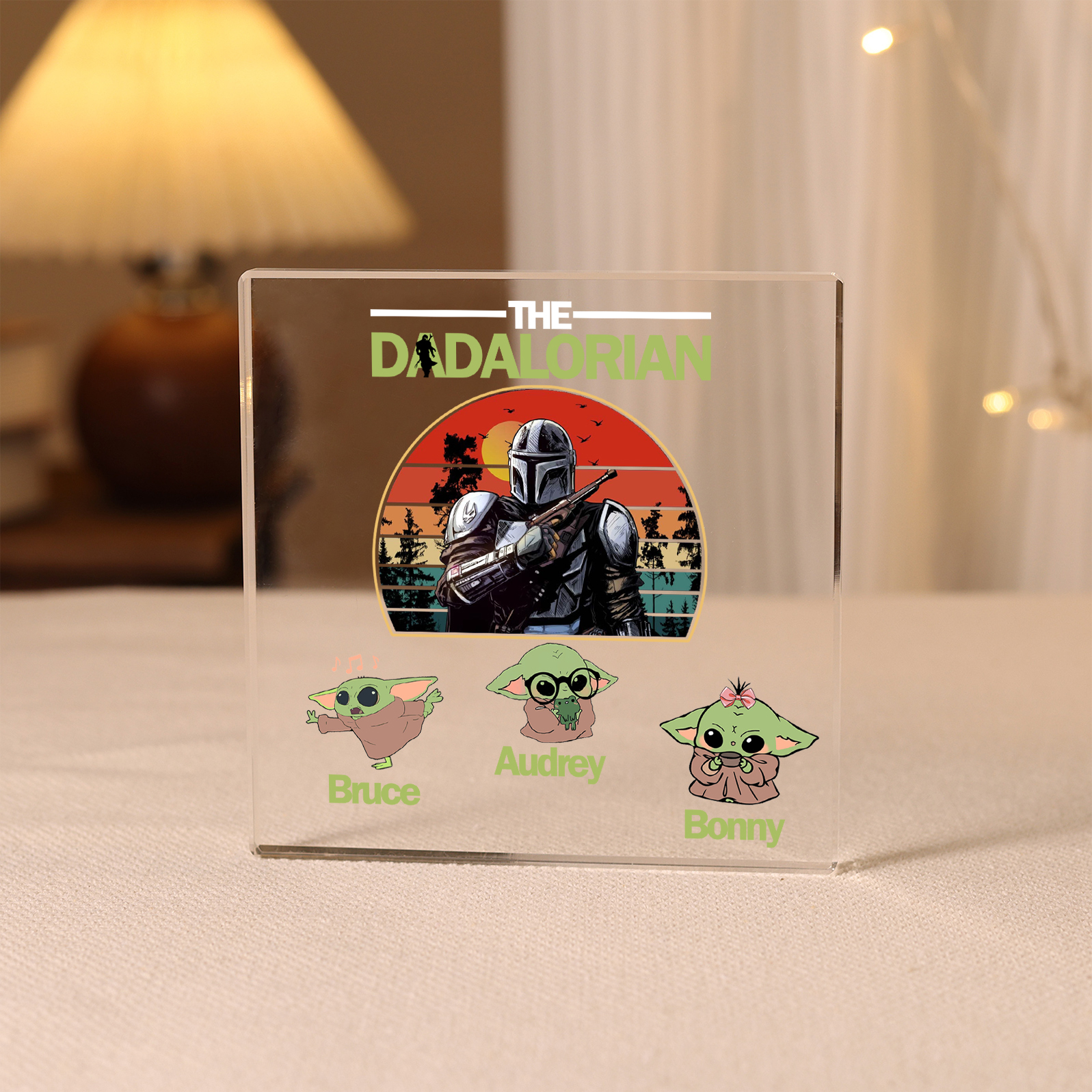 3 Names - Personalised Dadalorians Pattern Custom Name Acrylic Ornament Father's Day Gift