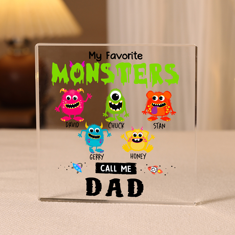 5 Names - Personalised Monster and Shit Style Custom Name Acrylic Ornament Father's Day Gift for Dad