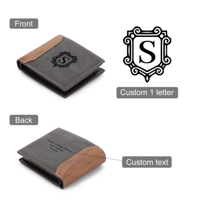 Personalised Leather Wallet Engraved Letter Short Wallet Custom Folding Wallet Gifts For Men
