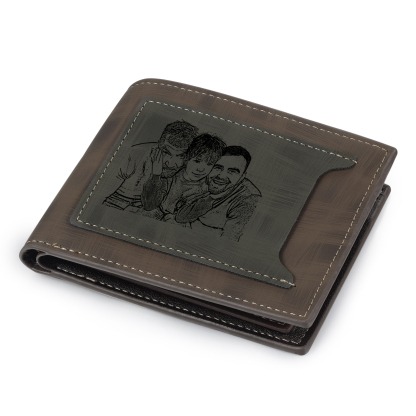 3 Names - Personalised Photo Custom Leather Men's Wallet as a Father's Day Gift for Dad