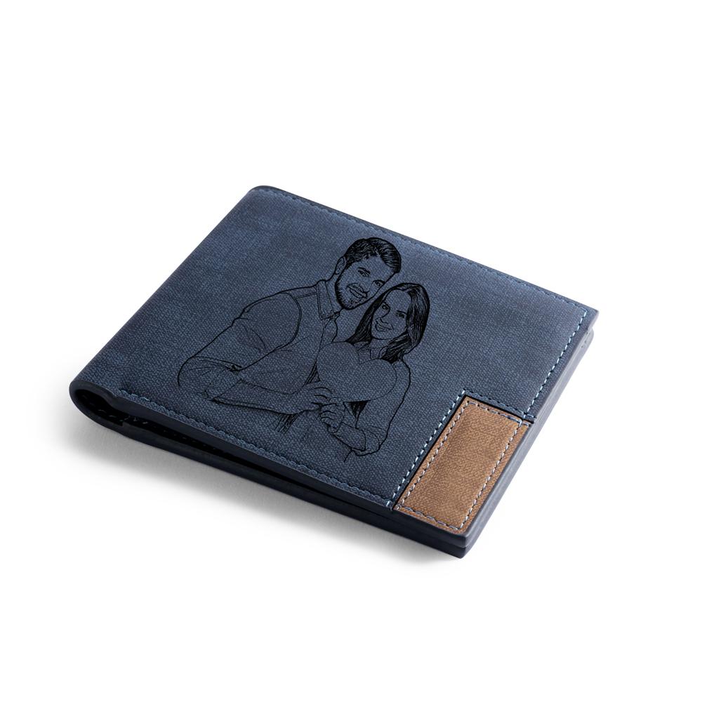Personalised Leather Wallet Engraved Photo Short Wallet Gifts For Men