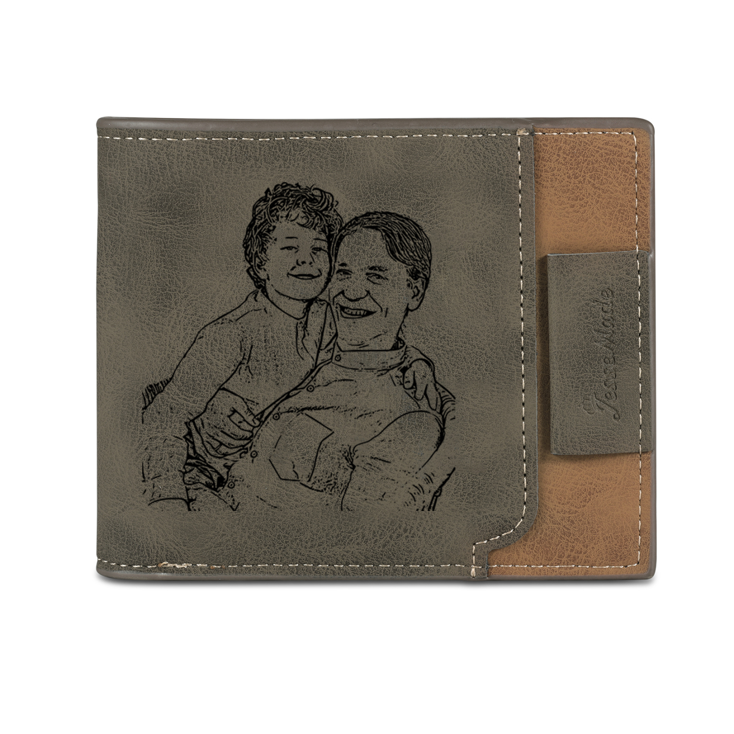 3 Names - Personalised Fist Bump Photo Custom Leather Men's Wallet as a Father's Day Gift for Dad