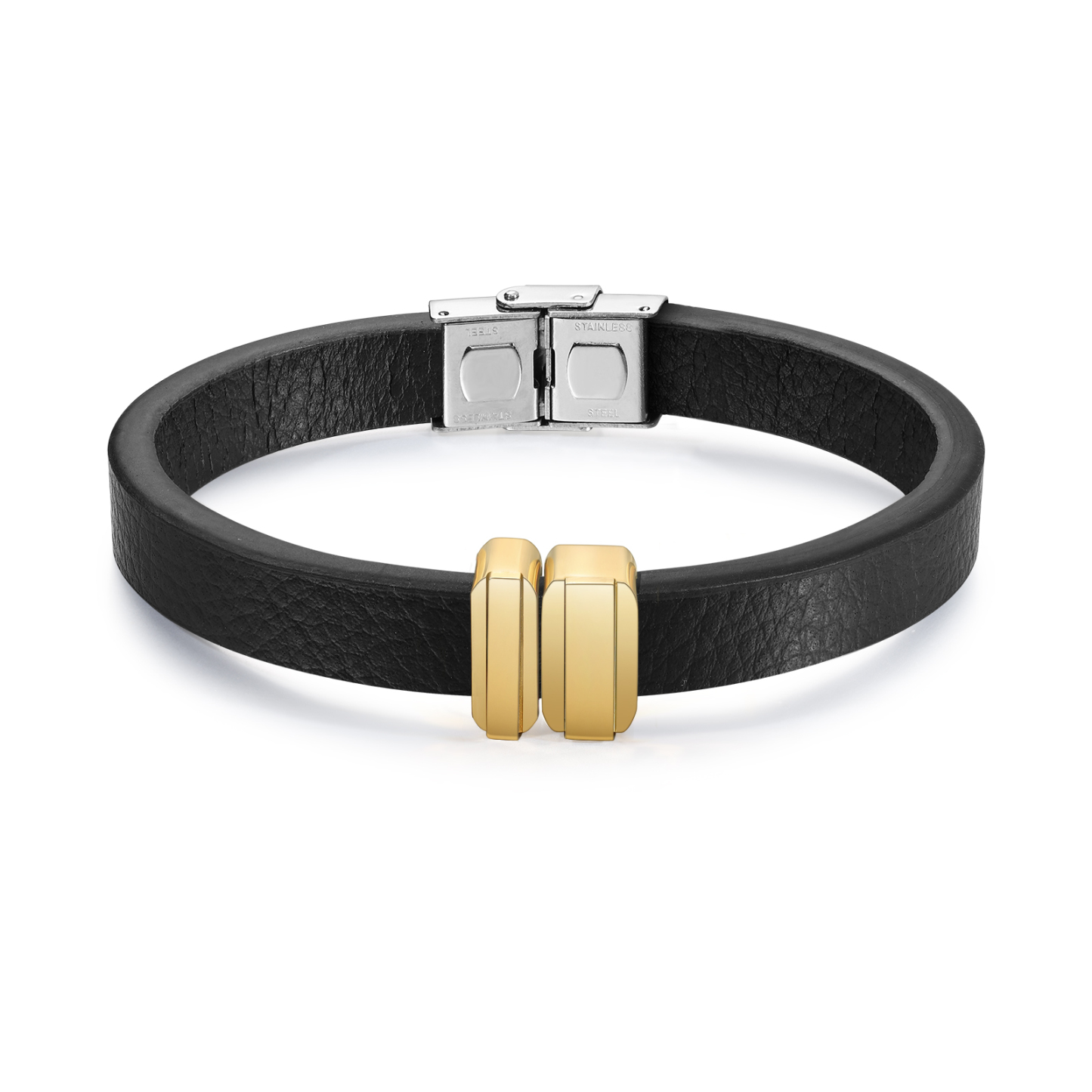 2 Names Personalised Stainless Steel Leather Bracelet Engraved Name Men's Bracelet Gift for Dad