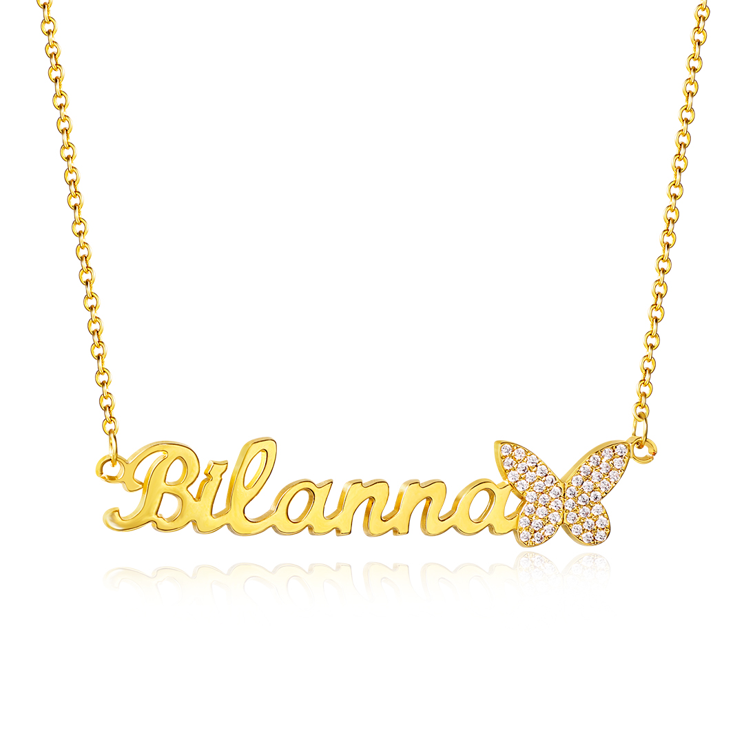 Personalised Butterfly Necklace Custom 1 Name Necklace Gift For Women