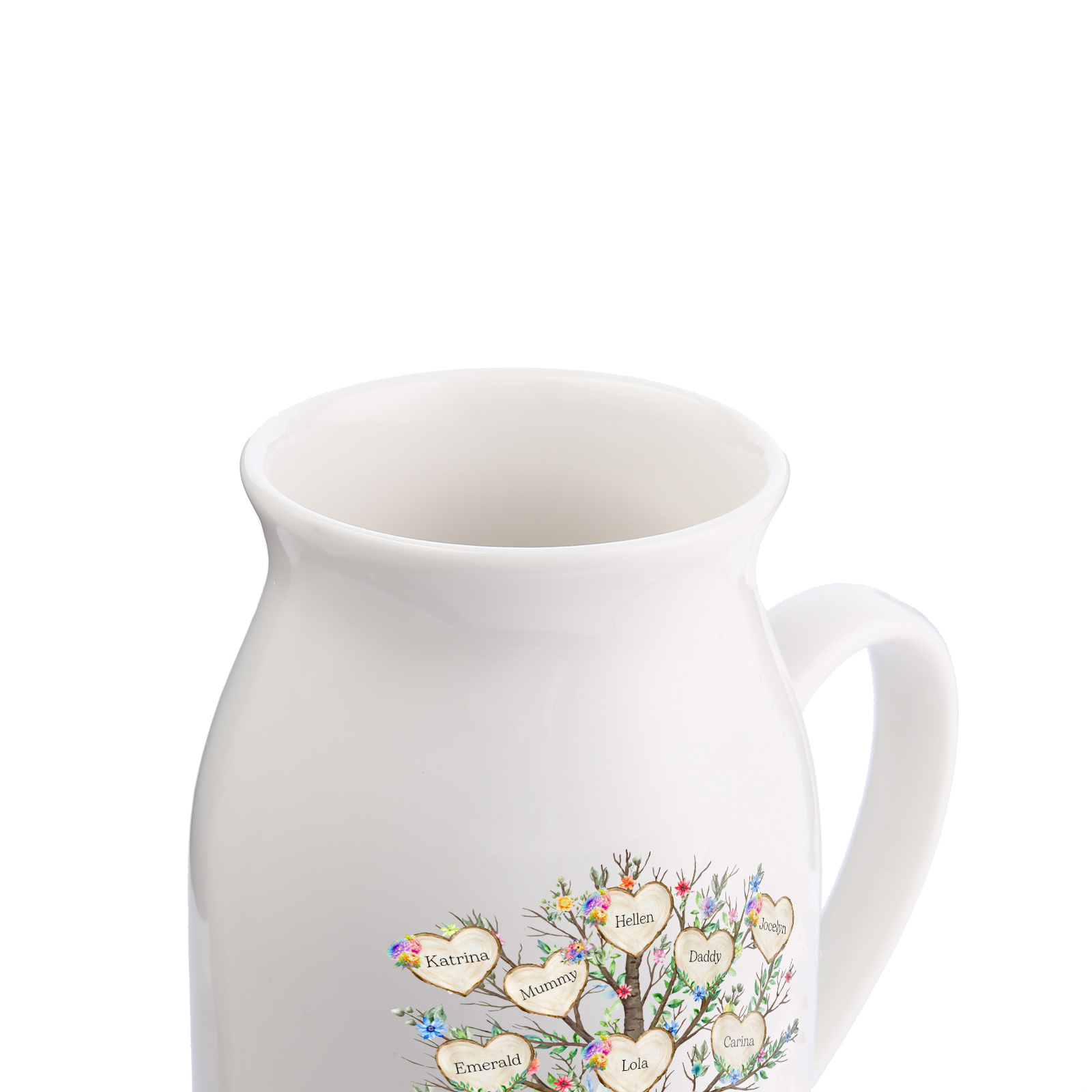 8 Names - Personalised Beautiful Family Tree Style Ceramic Vase with Customizable Names As a Special Gift For Mum/Dad