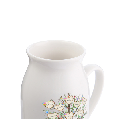 8 Names - Personalised Beautiful Family Tree Style Ceramic Vase with Customizable Names As a Special Gift For Mum/Dad