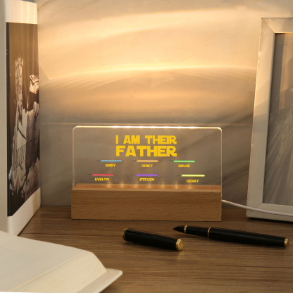 6 Names-Personalised Star Wars Logo Table Lamp-I am their dad-Father's Day Gift For Dad