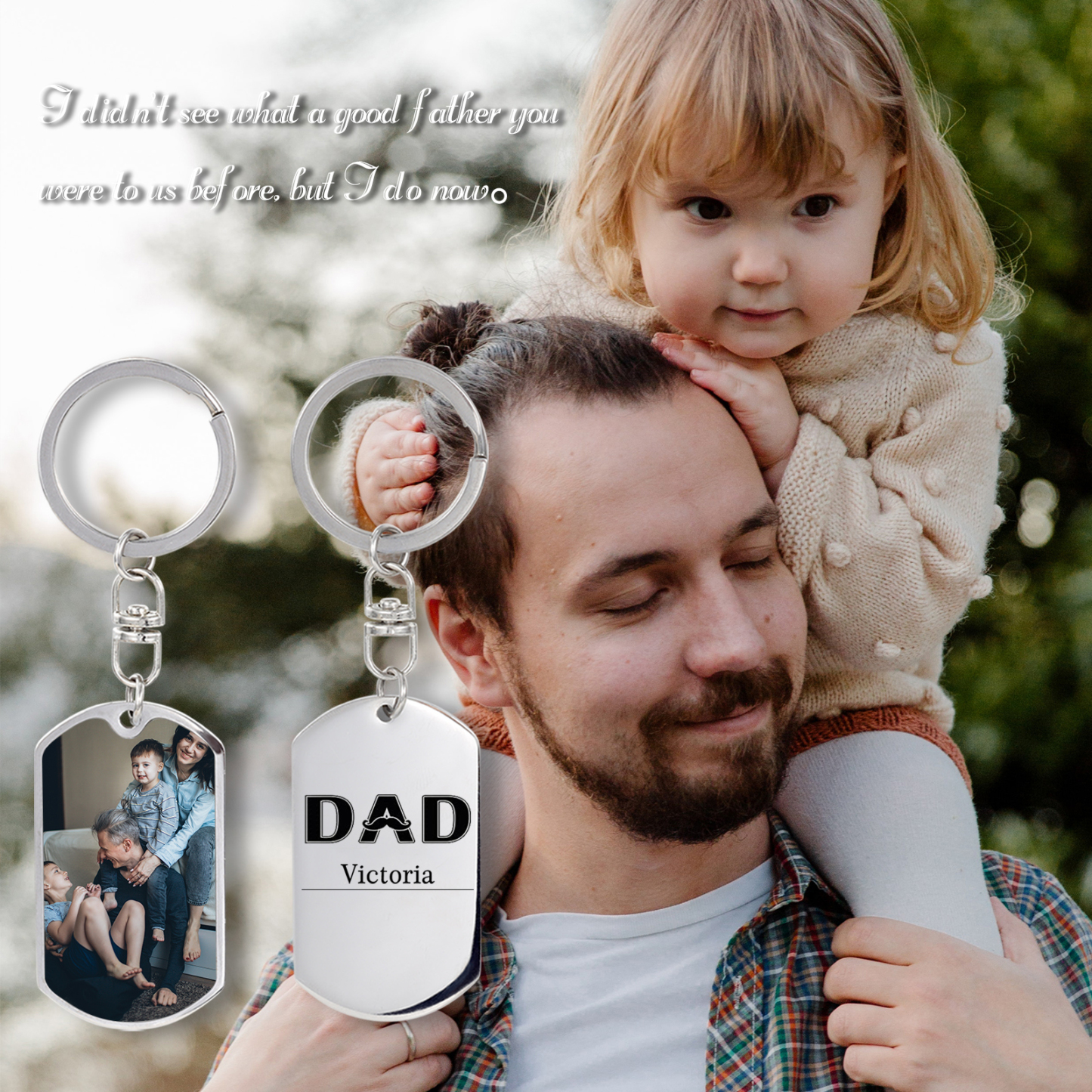 Personalised Photo Keyring Dad Keyring Engrave 1 Name Father's Day Gifts