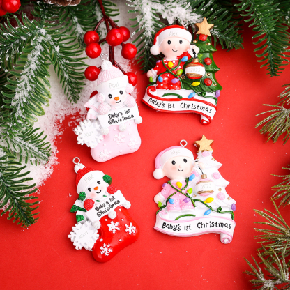 Personalised Baby Christmas Xmas Tree Decoration Ornament-Custom Name And Date Hanging Ornament Gifts For Baby's First Christmas