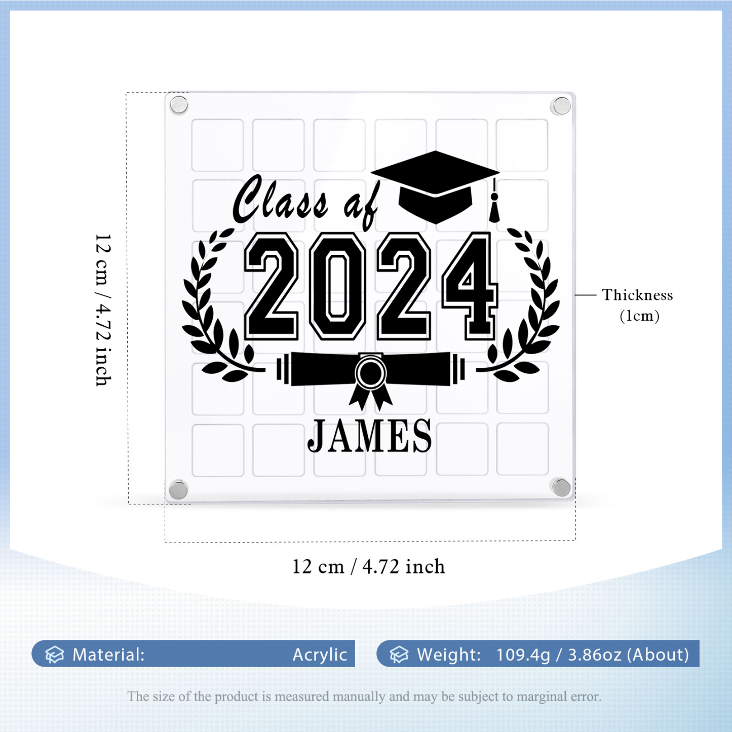 Personalised Acrylic Graduation Gift, Customized Name, Text and Date Acrylic Ornament Gift For Her/Him